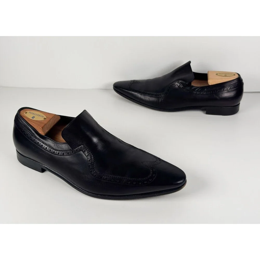 Gucci Men's Black Leather Wingtip Brogue Loafer Size US 9.5 D